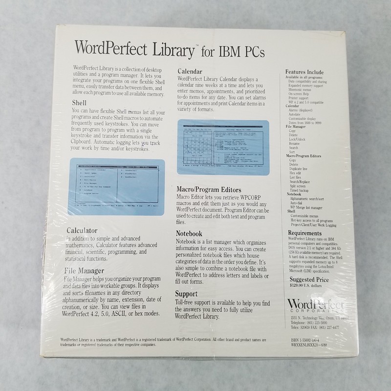 WordPerfect Library Works for IBM Personal Computers 2.0 - 1988 - SEALED! gallery