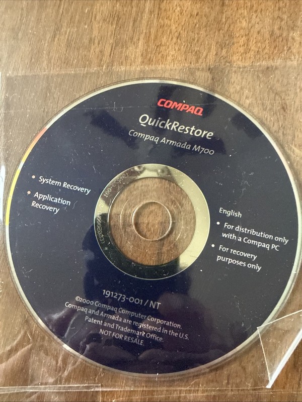 NEW Quick Restore 3-CDs (discs 1, 2, and NT) Compaq Armada Series, 2000 w/Keys gallery