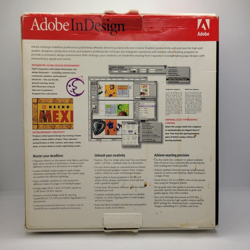 Adobe InDesign 1.0 For Macintosh Full Version Big Box Apple Computer USED READ gallery