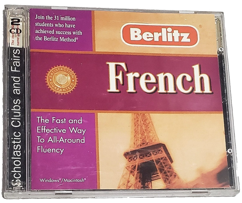 Berlitz French Interactive CD-ROM Win/Mac 1999 2 CD set Record/Playback