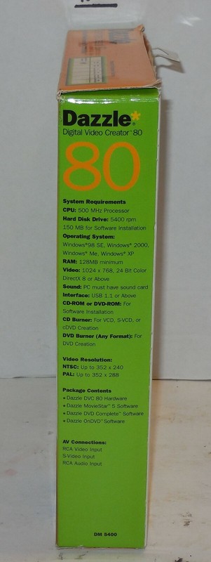 DAZZLE DVC-80 Digital Video Creator 80 Video Capture Device RCA USB Cable Disc gallery