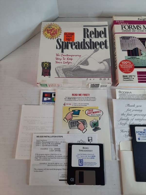 Forms Maker Rebel Spreadsheet & The Writer IBM PC Tandy Software TESTED Lot of 3 gallery