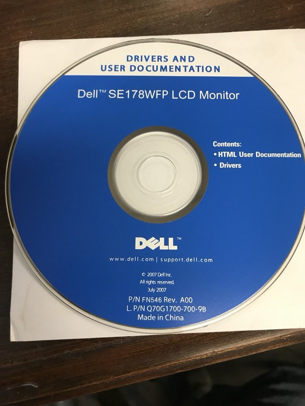Dell SE178WFP LCD Monitor Drivers & Documentations CD 2007 New