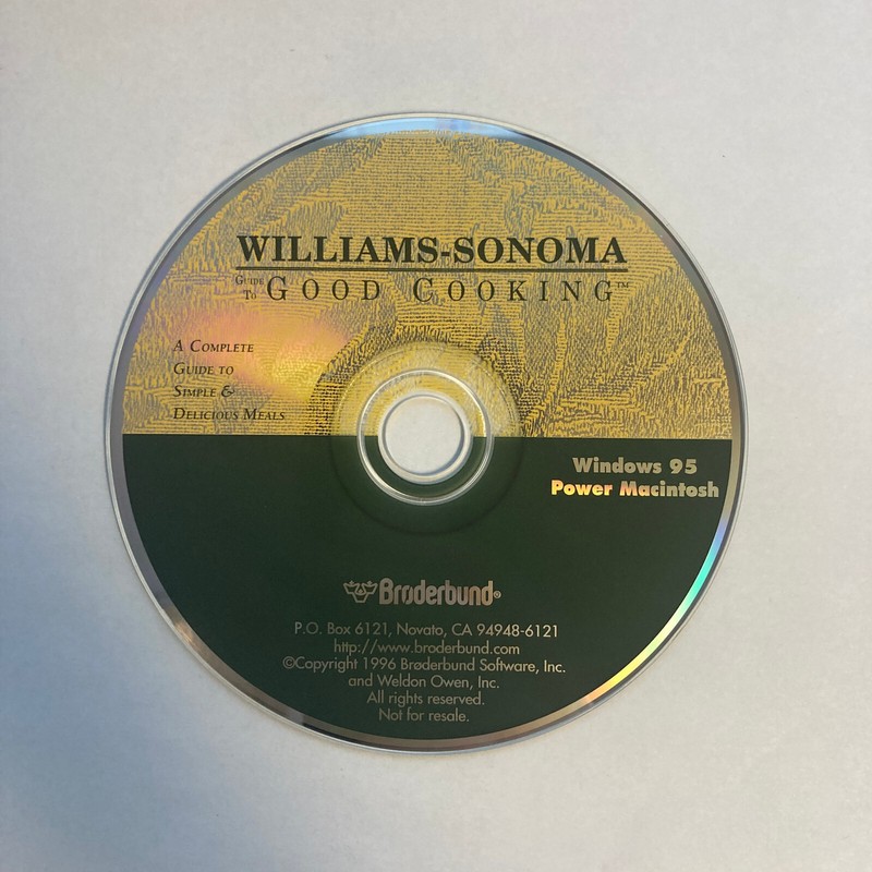 Broderbund Williams-Sonoma Guide To Good Cooking PC CD-ROM Windows 95 / PowerMac