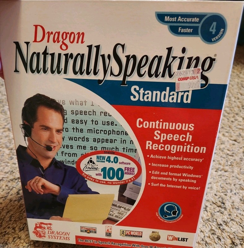 💥 Vtg 90s Dragon Naturally Speaking Standard Version 4 (PC) Win 95 CD-ROM
