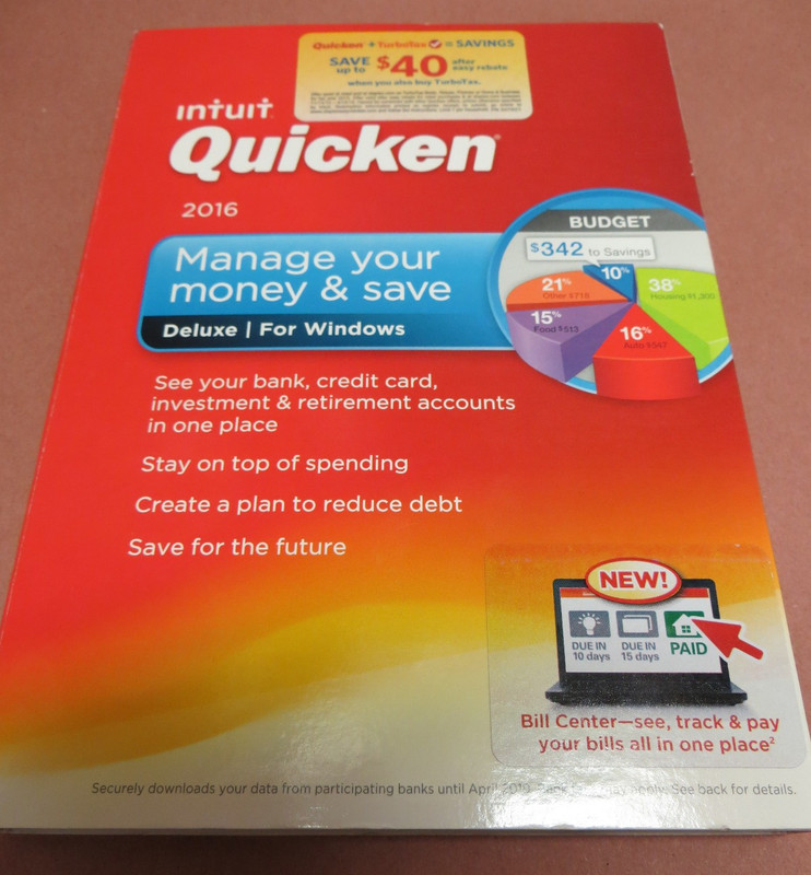 Quicken 2016 Manage Your Money Save Deluxe Finance Windows Vista SP1/7/8/8.