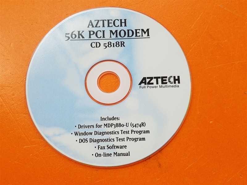 ⭐️⭐️⭐️⭐️⭐️ PC Software Disc Aztech 56K PCI Modem CD 58I8R