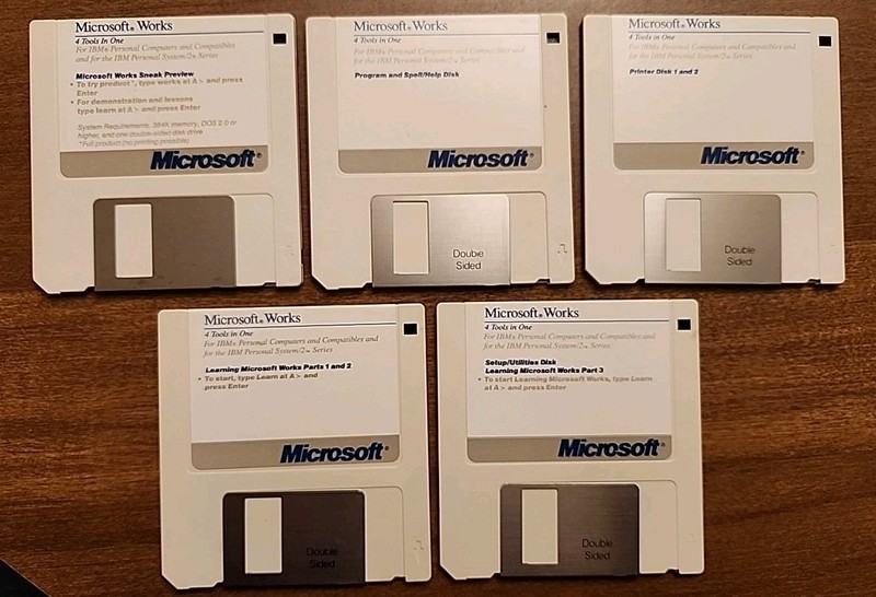 Microsoft Works 4 Tools In One Setup Utilities Help Printer 3.5″ Disks IBM DOS