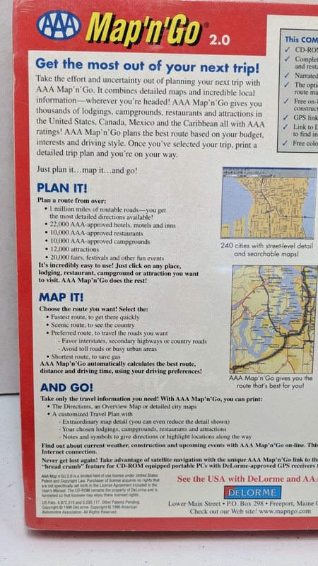 AAA Map N Go 2.0 Delorme Complete Travel Planner CD-Rom Windows 95 NIB ps2 gallery