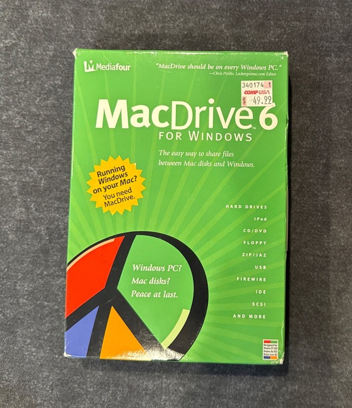 Brand New! Vintage PC Computer Software Media Four Mac Drive 6 For Windows!