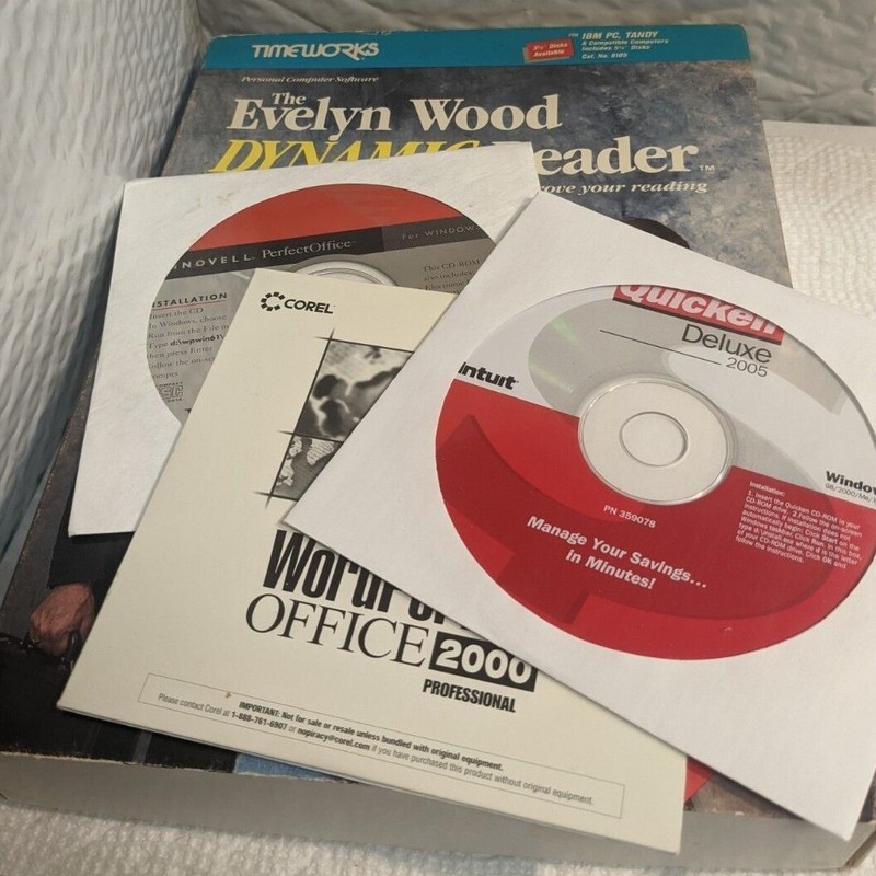 Vintage Computer Programs Evelyn Wood WordPerfect Quicken PrintMaster ClickArt