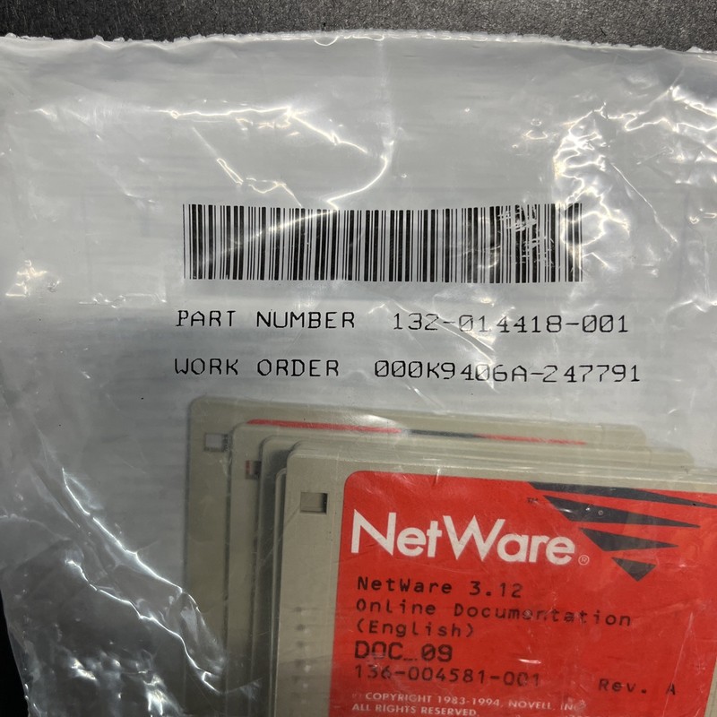 NOS Sealed Novell NetWare 3.12 DOC 9 Documentation Floppy Disk Vintage Software gallery