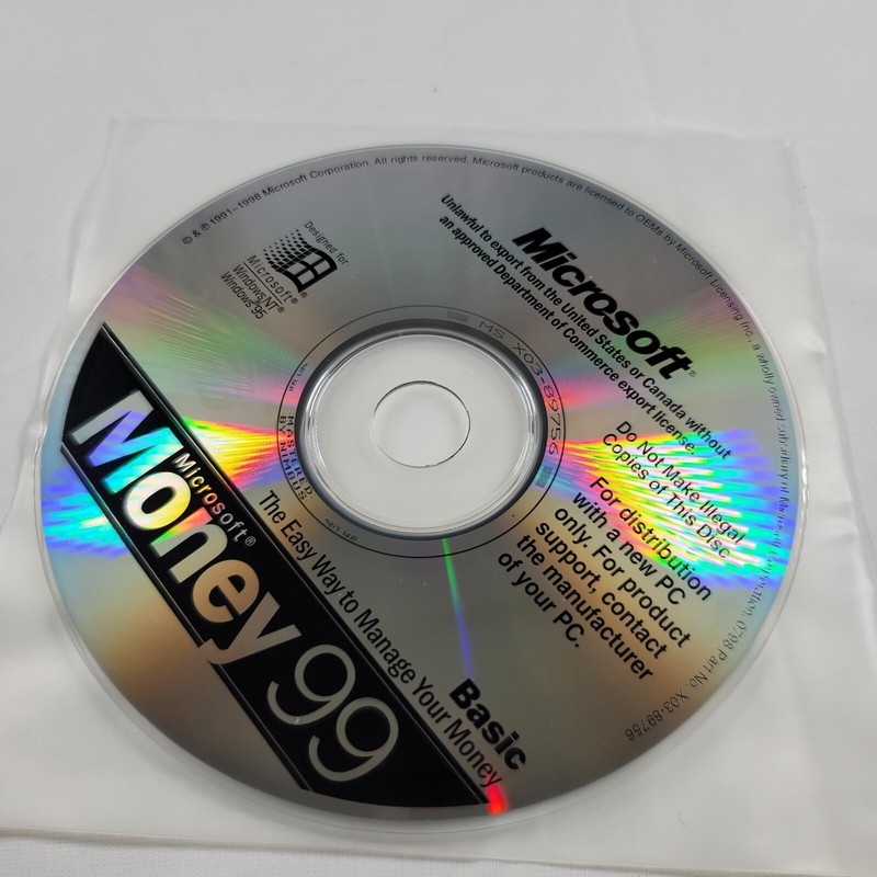 Microsoft Money 99 Basic Software PC Windows NT & Windows 95 DISC ONLY gallery