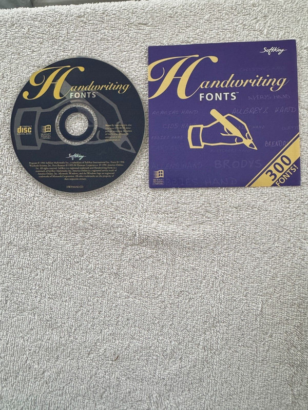 SoftKey Handwriting Fonts – (PC 1996) – CD ONLY WITH INSTALL BOOKLET!!