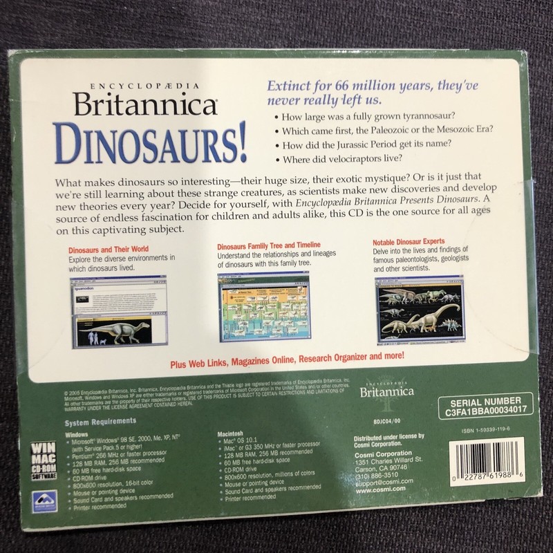 Cosmi Encyclopedia Britannica® Profiles Dinosaurs! for PC, Mac - CDRS988 gallery