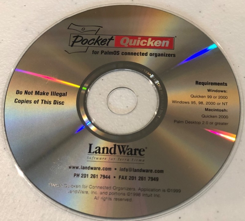 Pocket Quicken for Palm OS/Pocket PC Handhelds – CD only