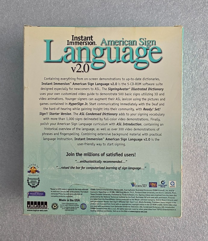 Instant Immersion American Sign Language v2.0 PC CD-ROM 5 Disc Set Topics Entert gallery
