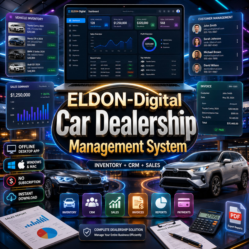 Car Dealership Management Software USB Drive Windows Mac Inventory CRM Invoice