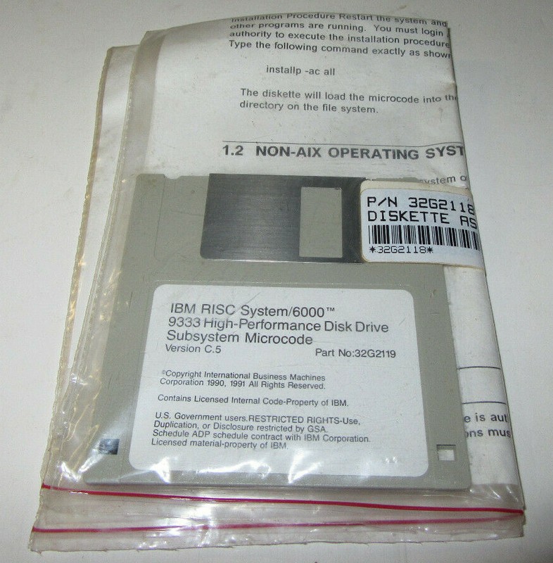 IBM RISC System/6000 9333 H-P Disk Drive Subsystem Microcode 3 1/2inch Floppy