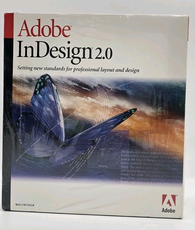 ADOBE InDesign 2.0 Sealed Box Set for MAC with Serial Numbers/Stickers etc. (A)