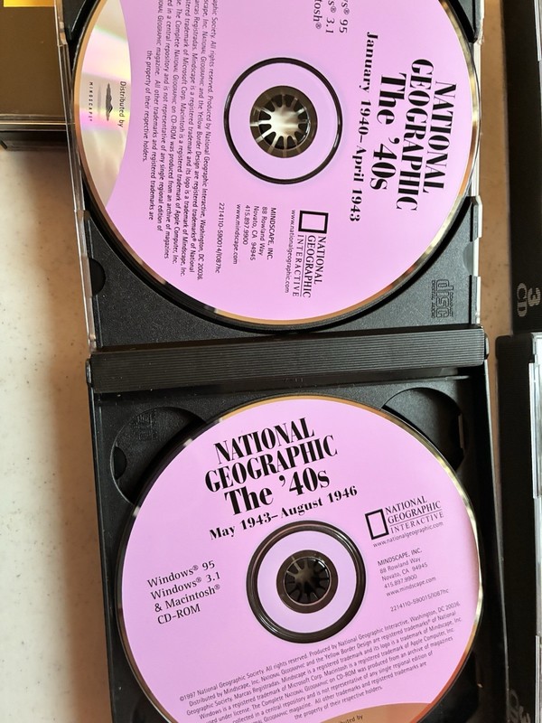 National Geographic CD-ROM Lot 1920s 1930s 1940s 3 Disc Sets Vintage PC Mac gallery