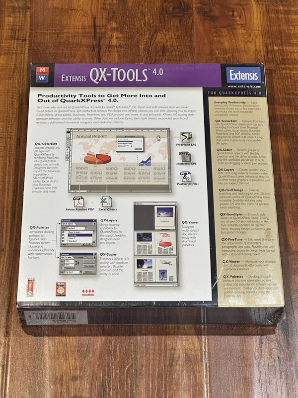 Rare Vintage 1998 Extensis QX-Tools 4.0 Mac PC for QuarkXPress - New & Sealed gallery