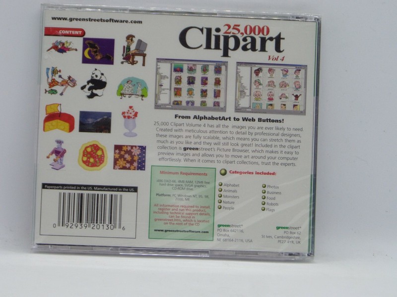 25,000 Clipart Vol 4 - Xtra PictureBrowser Greenstreet 95,98,2000,ME,& XP gallery
