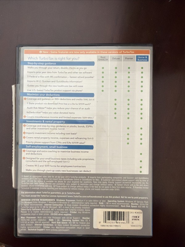 Turbotax 2014 Home And Business Personal Small Federal And State 424528 gallery