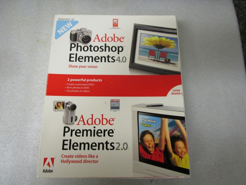 Adobe Photoshop Elements 4.0 & Adobe Premiere 2.0 Factory Sealed Retail Box