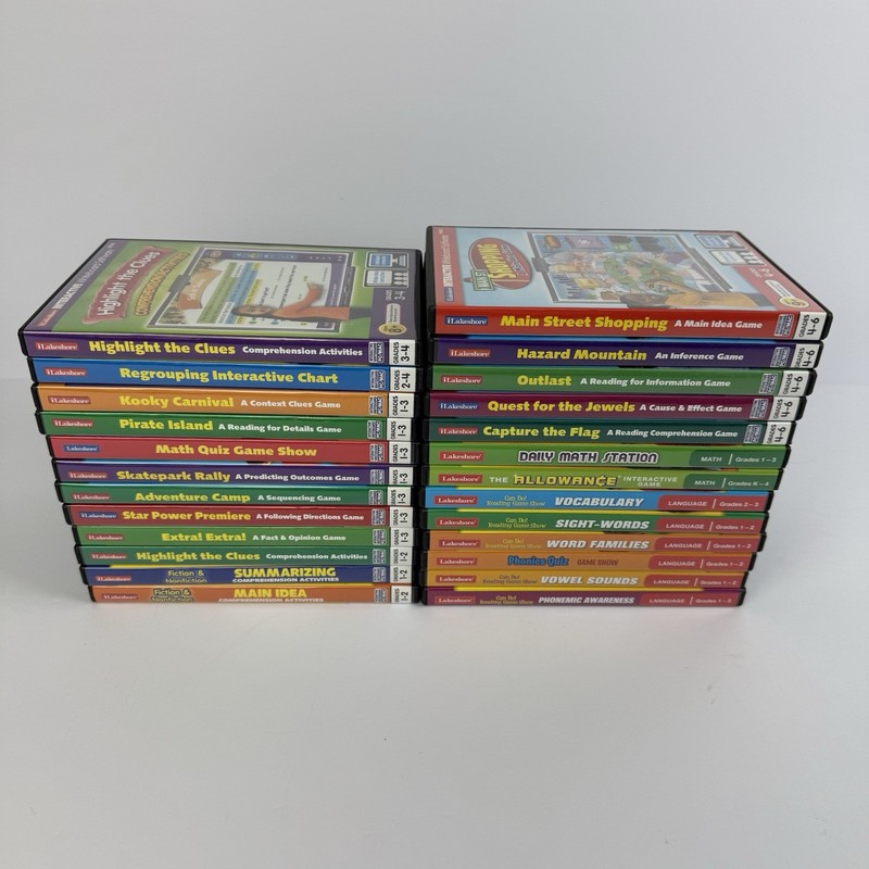 Lakeshore & iLakeshore PC/MAC Interactive Learning Game Lot 25 Games Grades K-6 gallery