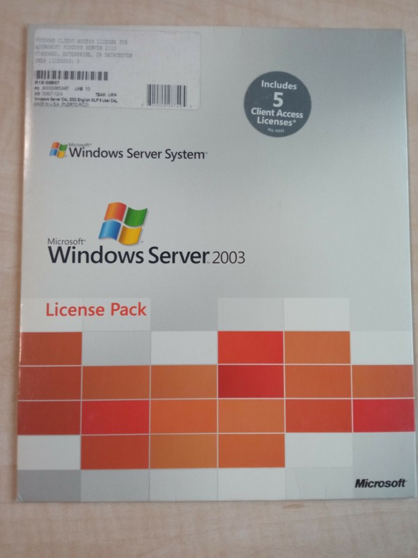 Microsoft Windows Server 2003 5 User CALs | R18-00907