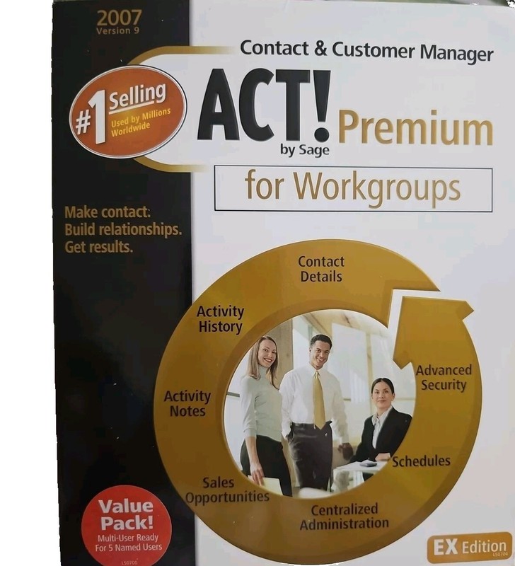 ACT! 2007 Sage Software CD Windows Contract Customer Manager version 9 LooK