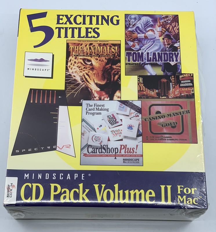NEW Vintage 1995 Mindscape CD Pack Volume II for Mac – 5 Software Titles / Games