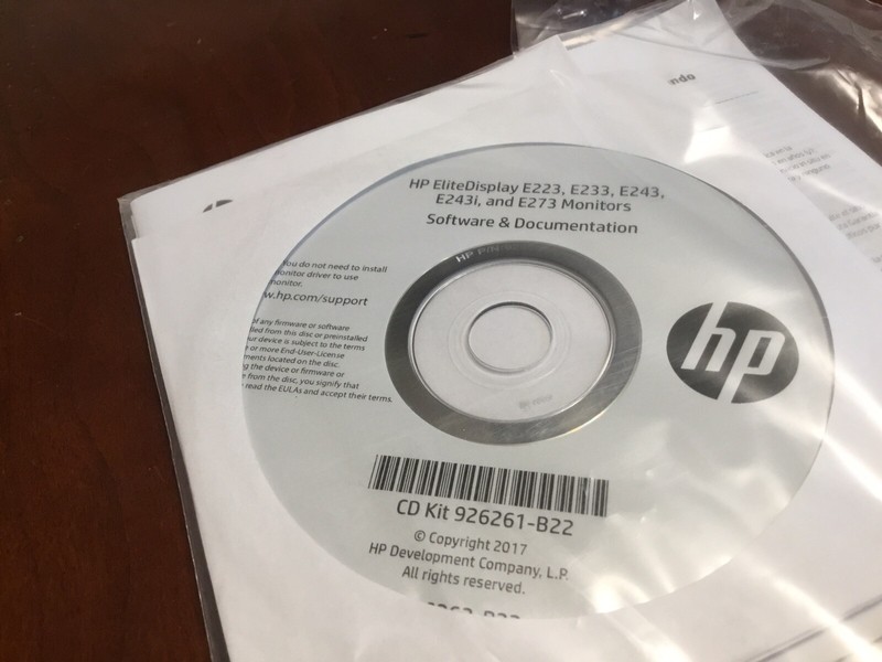 HP CD Kit 926261-B22 Elite Display Software & Documentation E223 E233 E243 NEW gallery