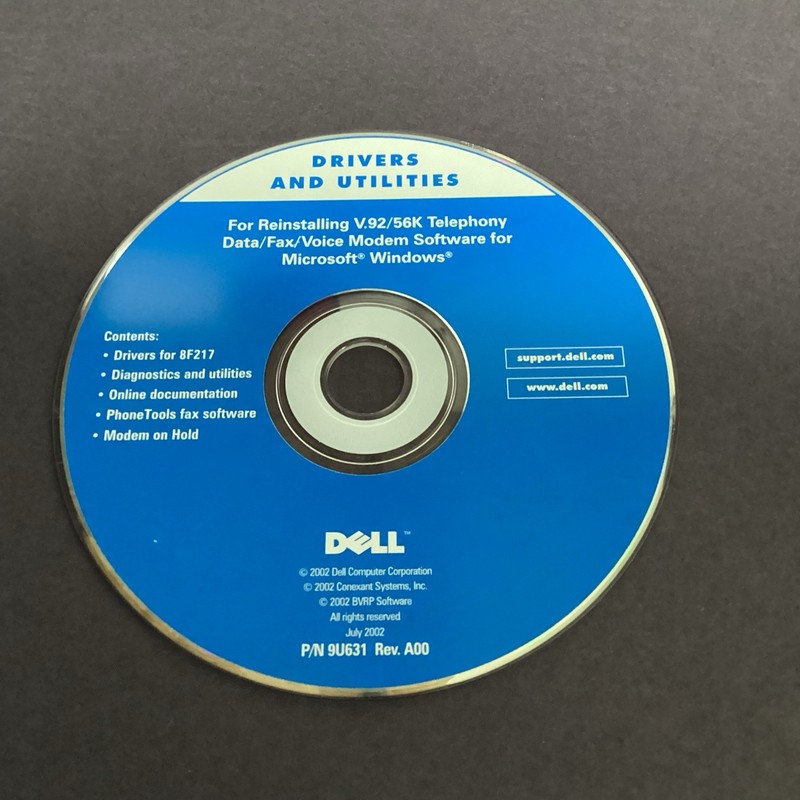 Dell Drivers & Utilities For Reinstalling V.92/56K Telephony Data/Fax/Voice 2002
