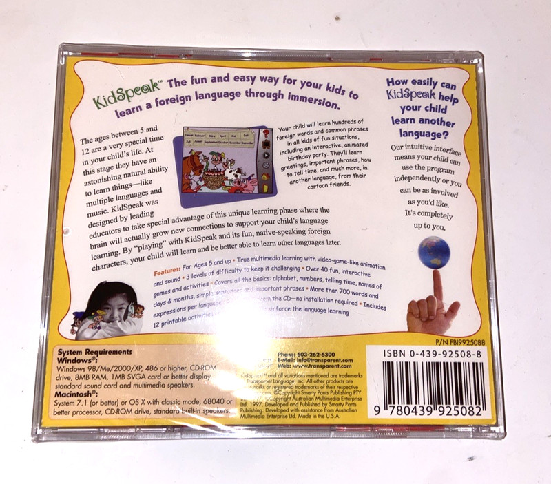 NEW KidSpeak Spanish French German Italian Japanese Hebrew (CD-ROM, Mac/Windows) gallery