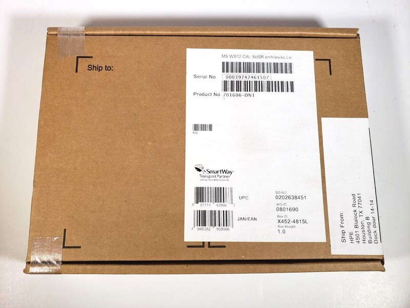 HPE Microsoft Windows 2012 Server 5 User CAL English 701606-DN1 Brand NEW