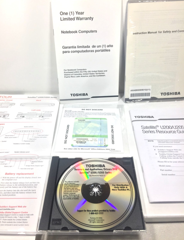 Toshiba Manuals & Recovery KIT Applications/Drivers DVD Satellite U200/U205 CD gallery
