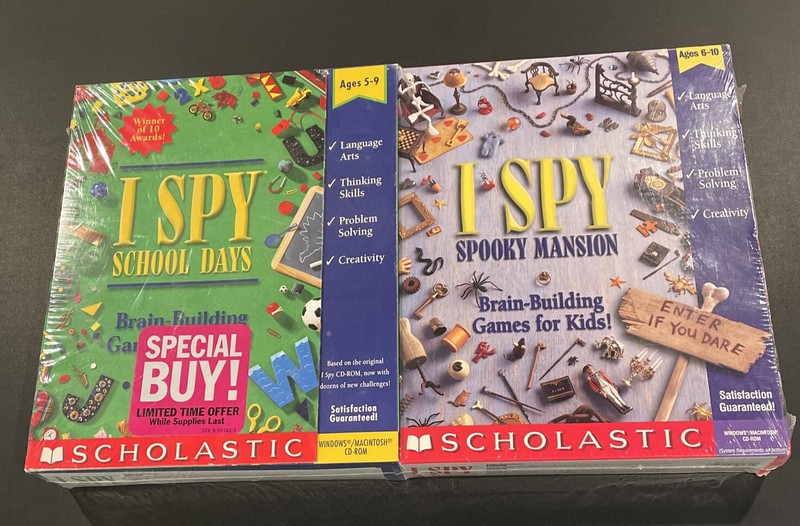 I Spy Spooky Mansion School Days Scholastic CD-ROM Game Windows Mac CD ROM New
