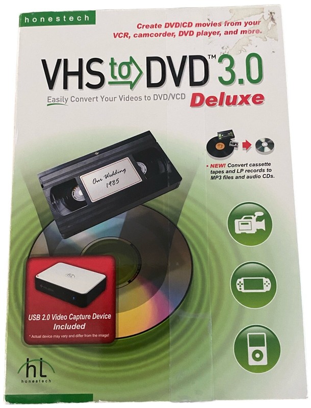 Honestech VHS To DVD 3.0 Deluxe Convert Videos To DVD USB Video Capture Device