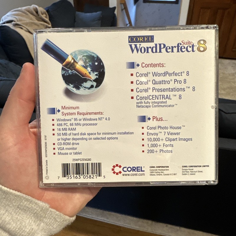 Corel WordPerfect 8 Suite Original Disk (WP, Quattro Pro, Presentation & more) gallery