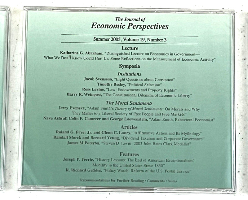 Lot Of 5~The Journal Of Economic Perspectives~CD's~Symposia Articles~2004-5-6 gallery