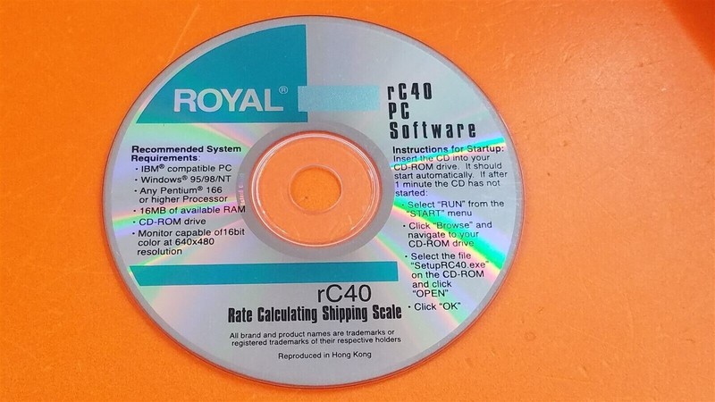 ⭐️⭐️⭐️⭐️⭐️Royal rC40 PC Software Rate Calculating Shipping Scale CD Disc