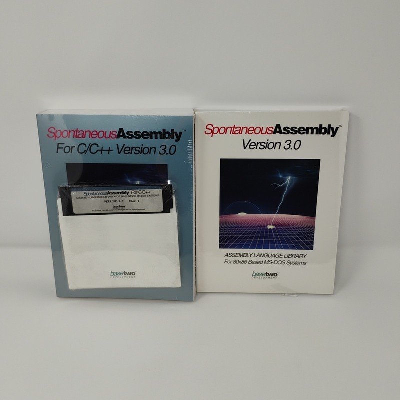 Spontaneous Assembly For C C++ Version 3.0 Manuals Disks MS DOS Vintage Sealed