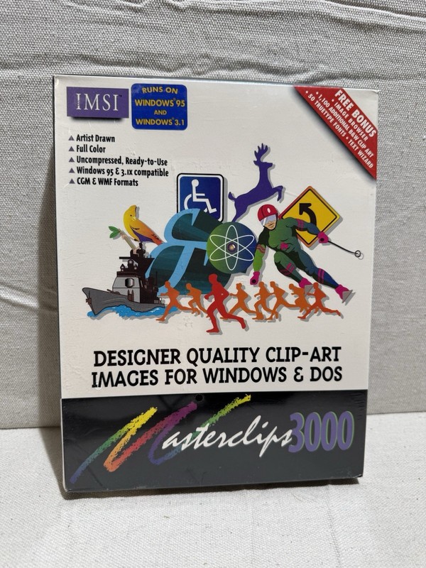 Masterclips 3000 Clip Art CD-ROM Vintage IMSI Sealed Windows 95 DOS