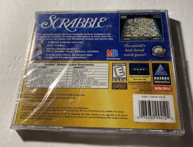 Scrabble CD-ROM Crossword Game Windows 3.1 / Win 95 /Mac New Sealed Free S/H. gallery