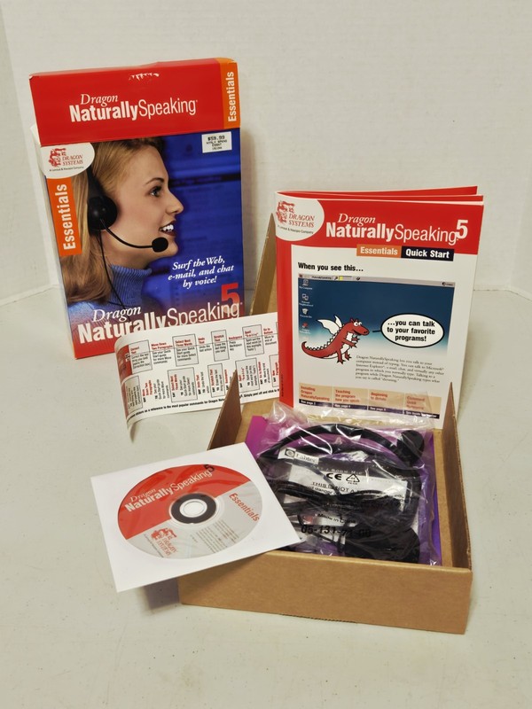 Dragon Naturally Speaking 5 Essentials w/Microphone Headset NEW, OPEN BOX gallery