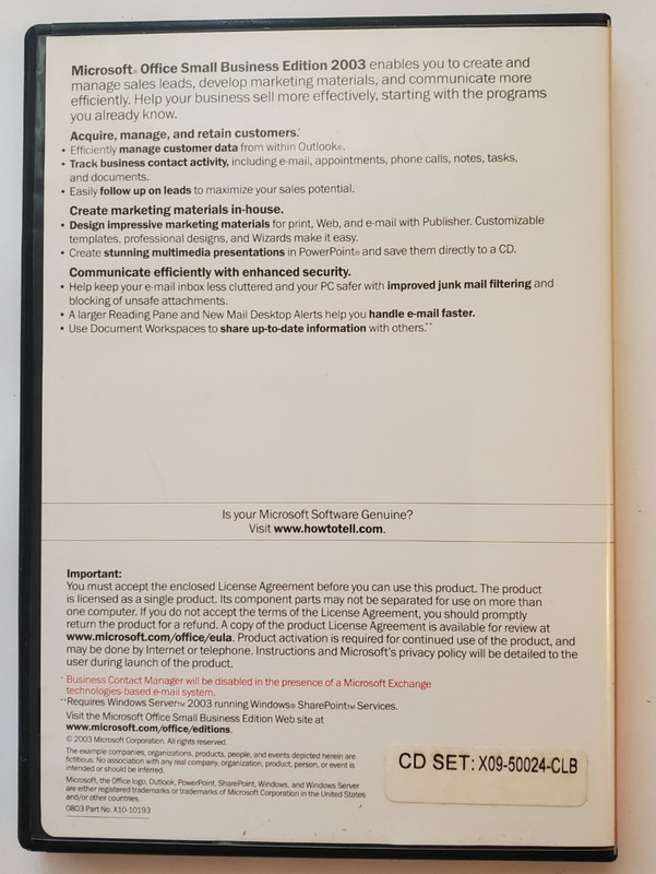 Microsoft Office 2003 Small Business Edition + Business Contact Manager, w/Key gallery