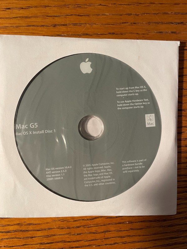 Apple iMAC G5 OS X Install Disks (1 and 2)