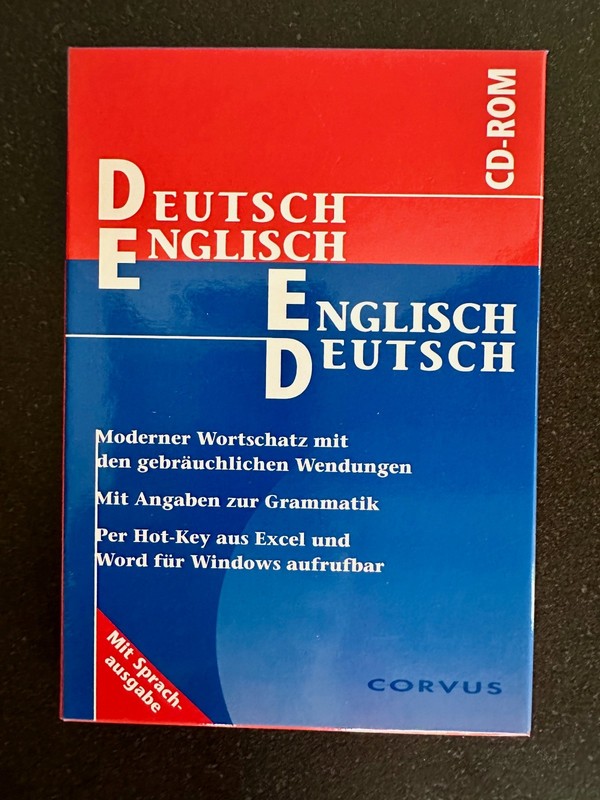 Dictionary German-English English-German Corvus CD-ROM Windows 3.1/95/NT